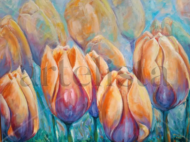 Tulipanes Oil Canvas Floral Painting