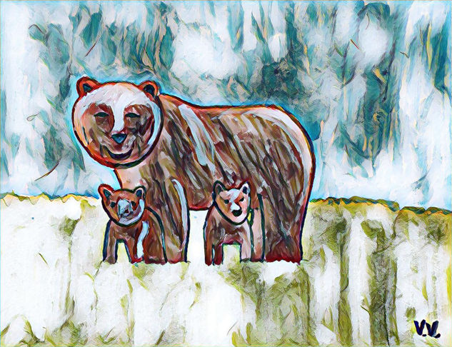 Oso y oseznos Watercolour Paper Animals