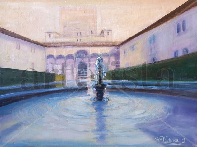 Palacio y alberca Oil Canvas Landscaping