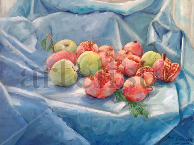 Manzanas y granadas Oil Canvas Still Life Paintings