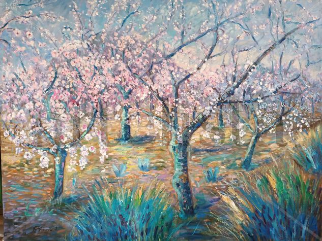 Almendros en flor Oil Canvas Landscaping