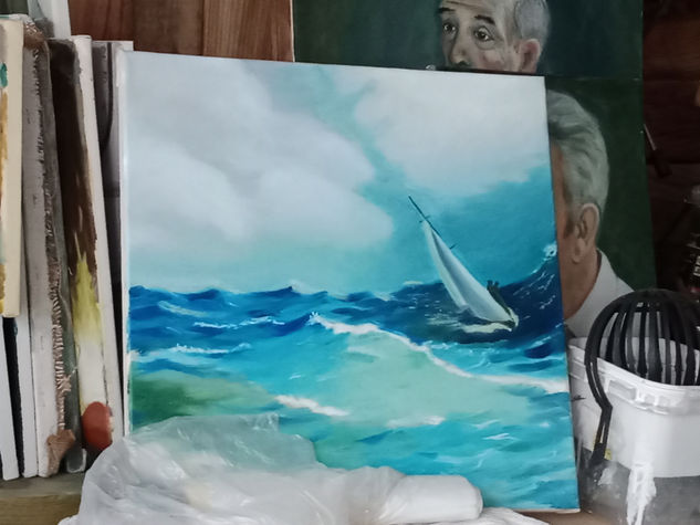 Capeando el temporal Oil Canvas Marine Painting