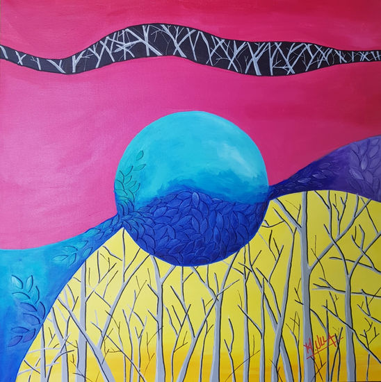 Soñando bajo la luna Mixed media Canvas Landscaping