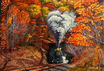 Tren en otoño