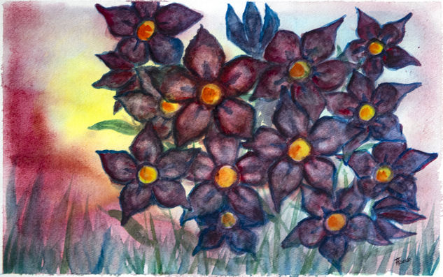 Flores para una tarde triste Watercolour Paper Floral Painting