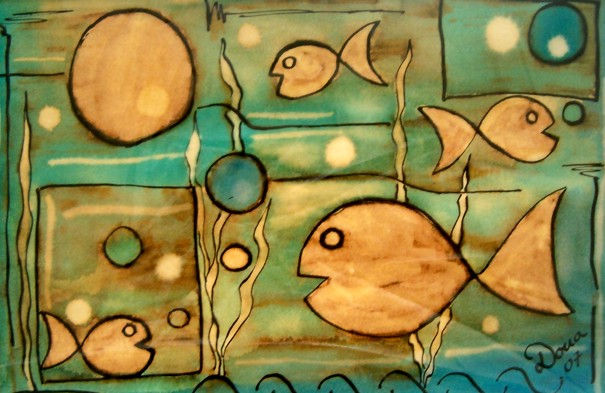 Peces Ink Paper Marine Painting