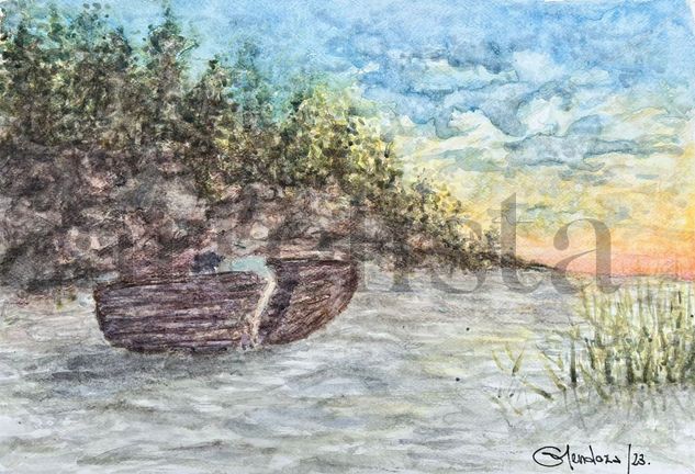 A la deriva. Watercolour Card Landscaping