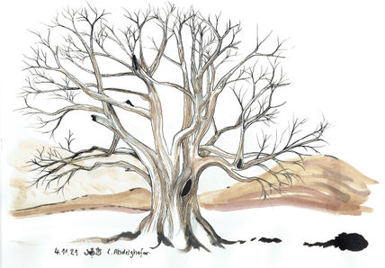 Tree study with ink