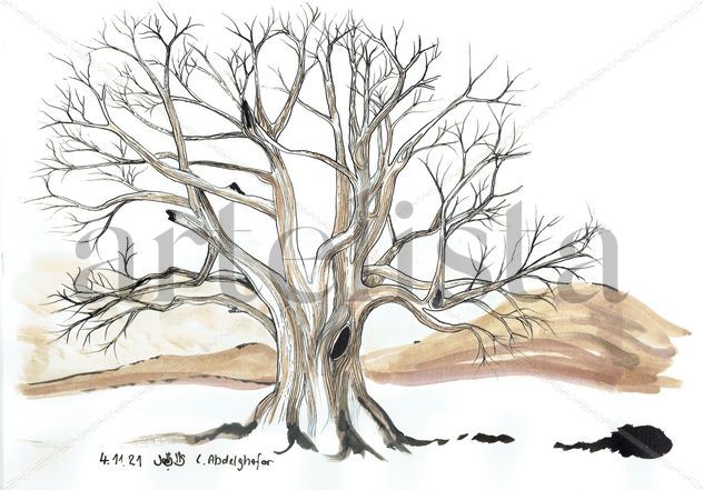 Tree study with ink