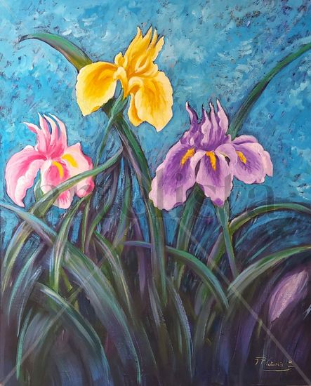 Lirios Oil Canvas Floral Painting