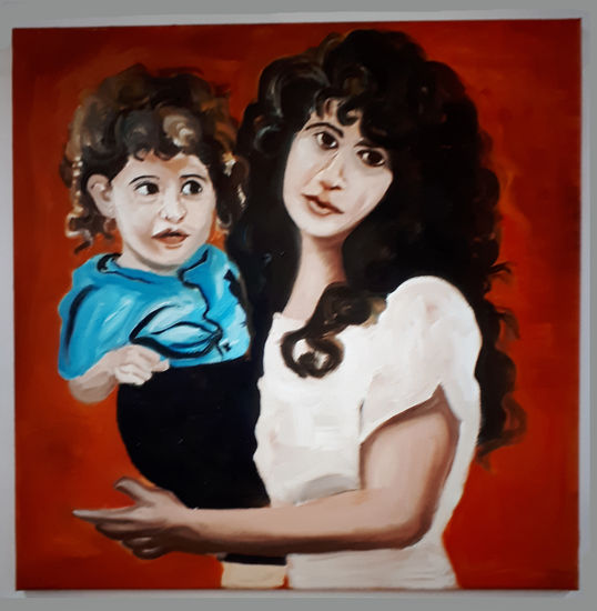 Retrato com mamá Oil Canvas Portrait