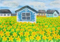 House with daffodils