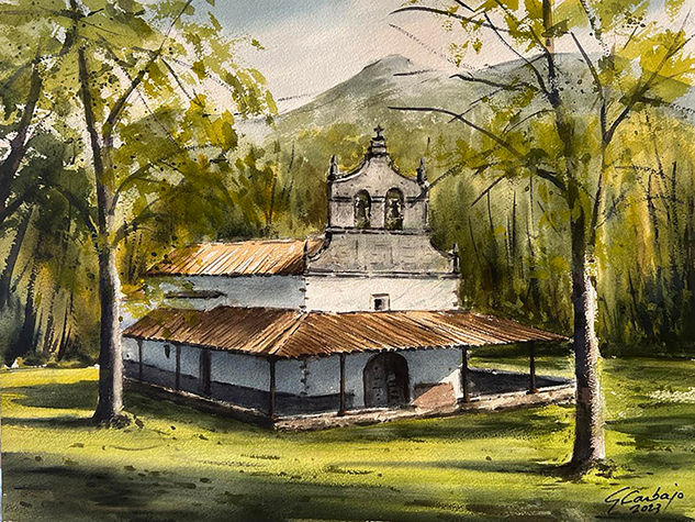 iglesia de miravalles Watercolour Paper Landscaping