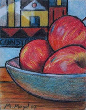 Manzanas y constructivo Pencil (coloured) Others Still Life Paintings