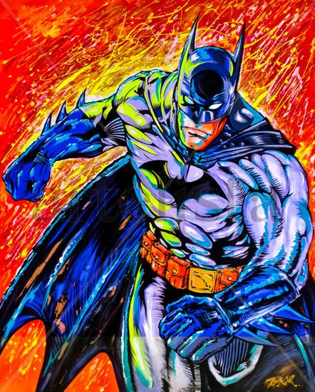 BATMAN IN ACTION Acrylic Canvas Figure Painting