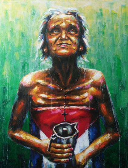 Que llueva café Oil Canvas Portrait