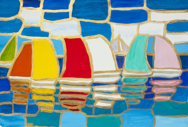 Colourful regatta 3 Acrylic Canvas Marine Painting