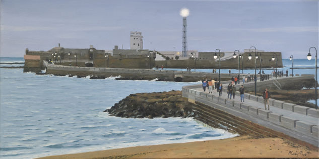 PASEO AL CASTILLO DE SAN SEBASTIAN EN LA CALETA Oil Canvas Landscaping