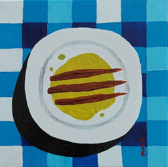 Anchovies and plate Acrylic Canvas Still Life Paintings