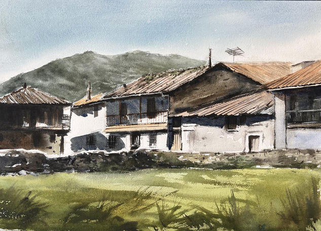 conjunto rural en bueño Watercolour Paper Landscaping