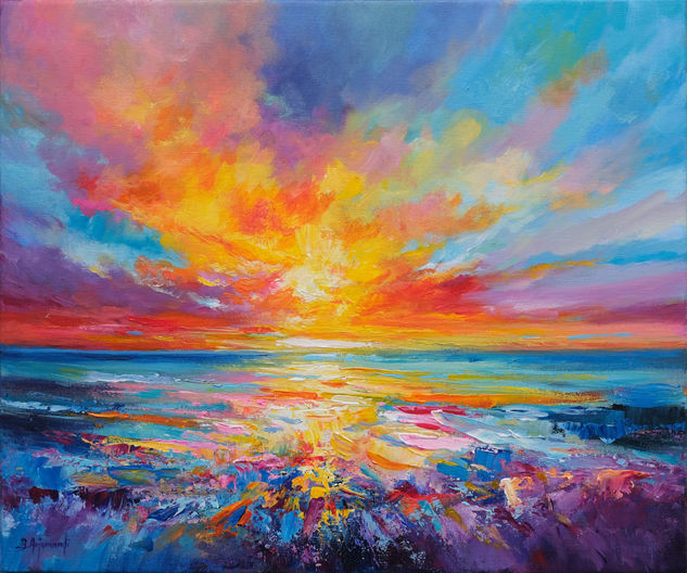 Colorful Seascape Oil Canvas Marine Painting