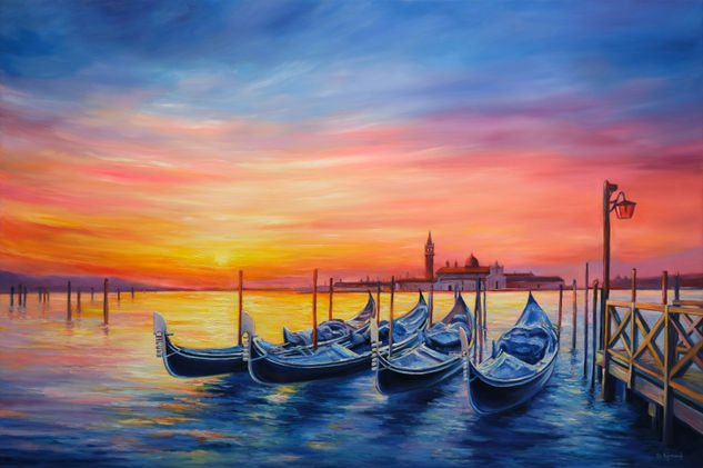 Venice Sunset Óleo Lienzo Paisaje