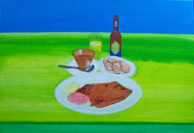 Papas arrugas con mojo Acrylic Canvas Still Life Paintings