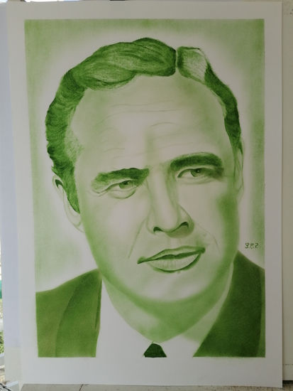 Marlon brando Óleo Papel Retrato