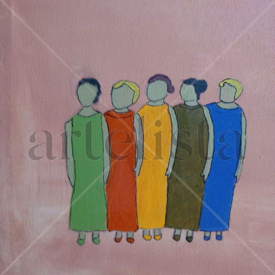 Las chicas de los martes Acrylic Canvas Figure Painting