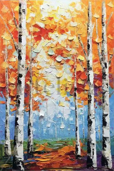 Birch trees forrest 1253 Acrylic Canvas Landscaping