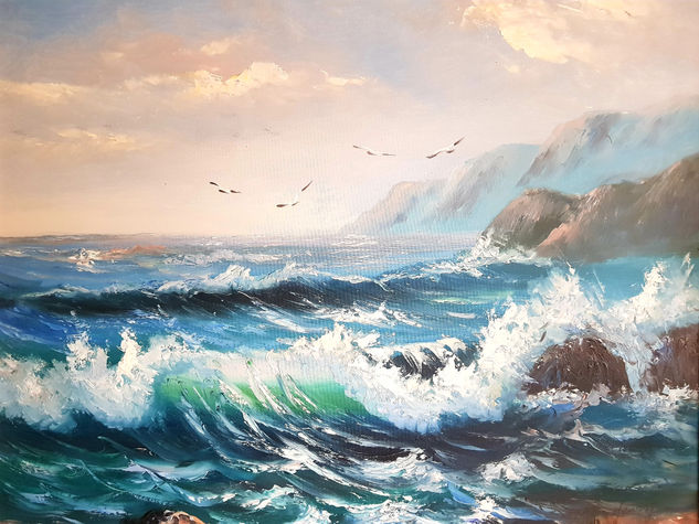 Gaviotas Oil Canvas Marine Painting