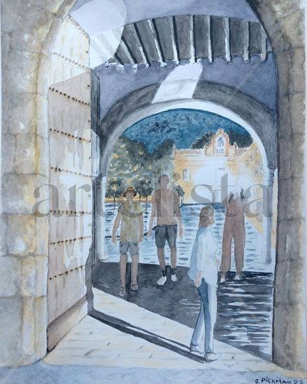 Puerta del patio de banderas.sevilla 2023 Acuarela Papel Paisaje