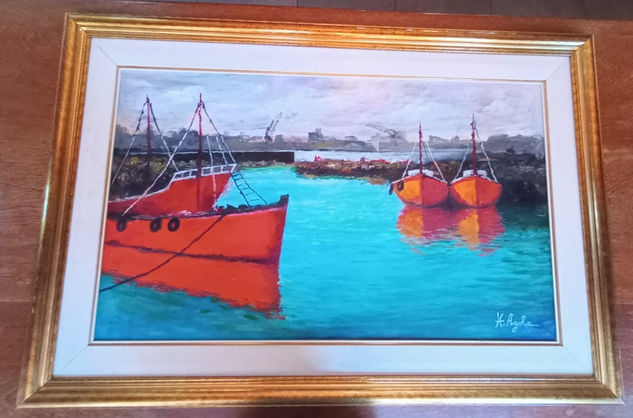 Puerto Marplatense Oil Canvas Marine Painting