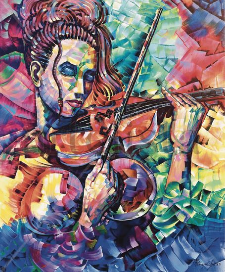 the tone of the violin Acrylic Canvas Figure Painting