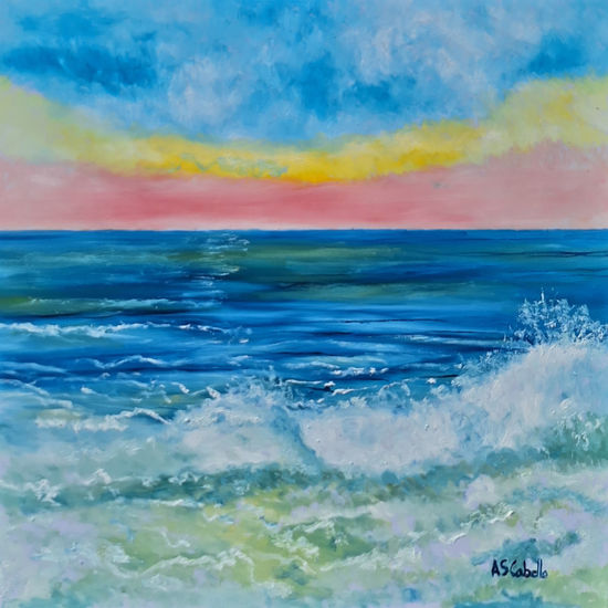 El atardecer en el mar Oil Canvas Marine Painting