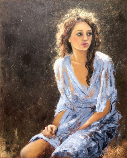 Mujer sentada Woman painting Oil Canvas Figure Painting