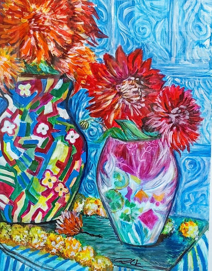 Flores Fauvistas Acrylic Canvas Floral Painting