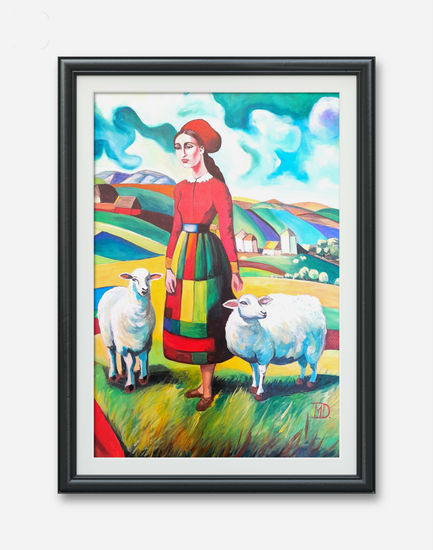 Shepherdess Acrylic Canvas Still Life Paintings