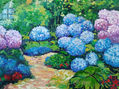 Garden with blue flowers