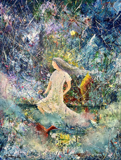 La dama deambulante en la ciénaga (The wandering lady in the swamp) Acrylic Canvas Landscaping