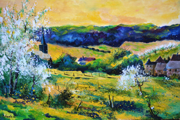 Spring in my countryside Oil Canvas Landscaping