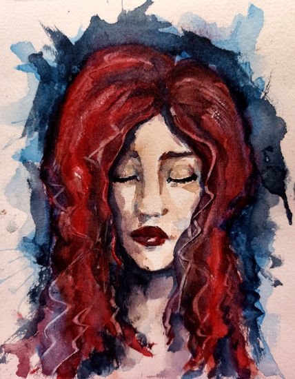 Looking for calm Acuarela Papel Retrato