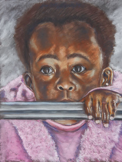 Niña sudafricana Pastel Papel Retrato