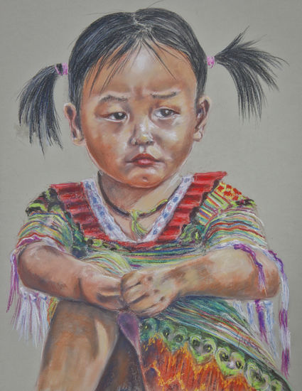 Niña vietnamita Pastel Paper Portrait