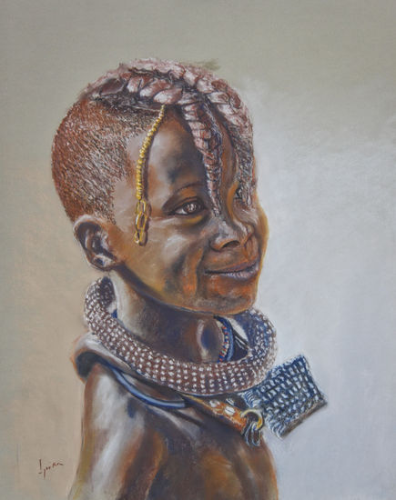 Niña himba. Namibia Pastel Papel Retrato