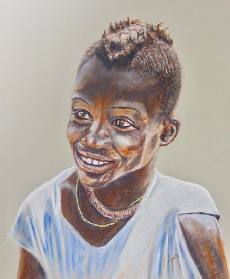 Niño himba. Namibia Pastel Paper Portrait