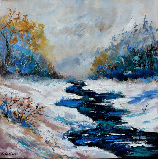 River in winter Óleo Lienzo Otros