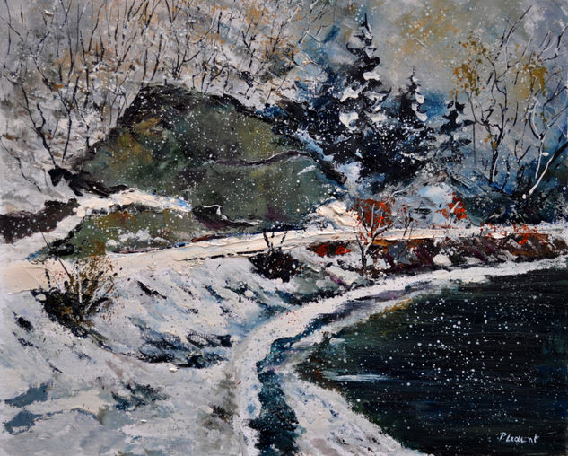 River in winter Oil Canvas Landscaping