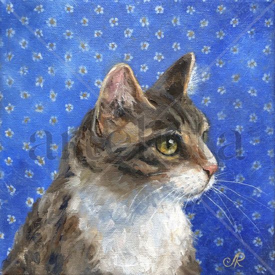 Gato Cat Animal painting Óleo Lienzo Animales