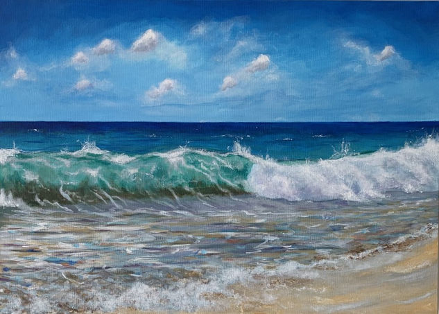 Olas del mediterraneo Acrylic Canvas Marine Painting